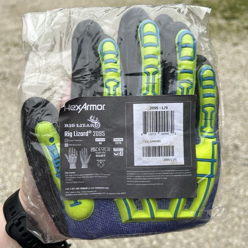 Hex Armor Gloves Cut-Resistant Impact Protection PU Palm Work Large Men’s